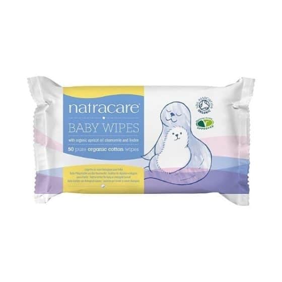 Natracare Organic Cotton Baby Wipes, 50pcs